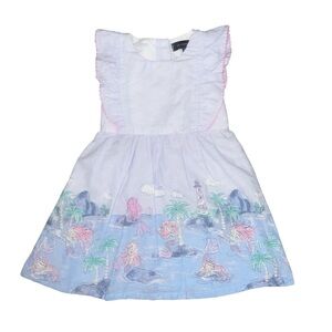 EUC Picapino Sleeveless Summer Mermaid Dress Cotton Blue Purple Girls 18 month